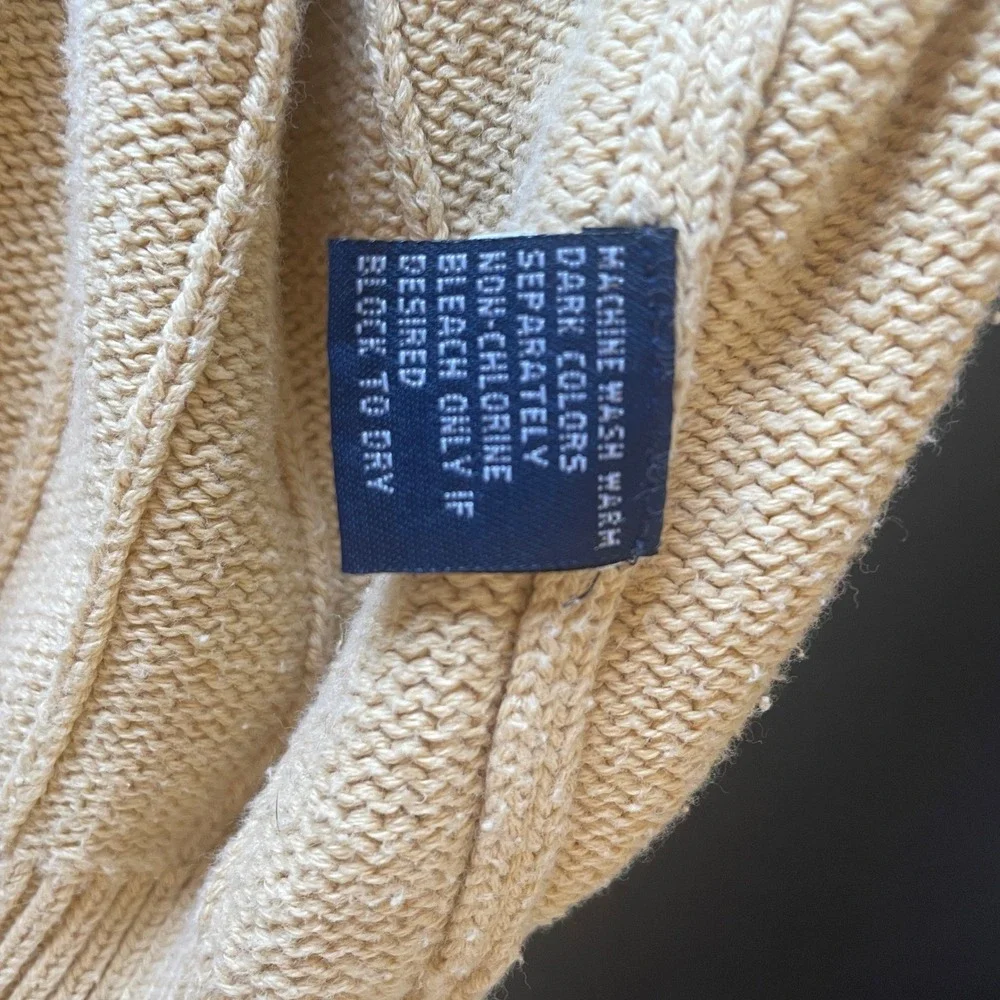 Ralph Lauren Chaps Mens Old Money Crew Neck Cotton Sweater Butter‎ Yellow Large